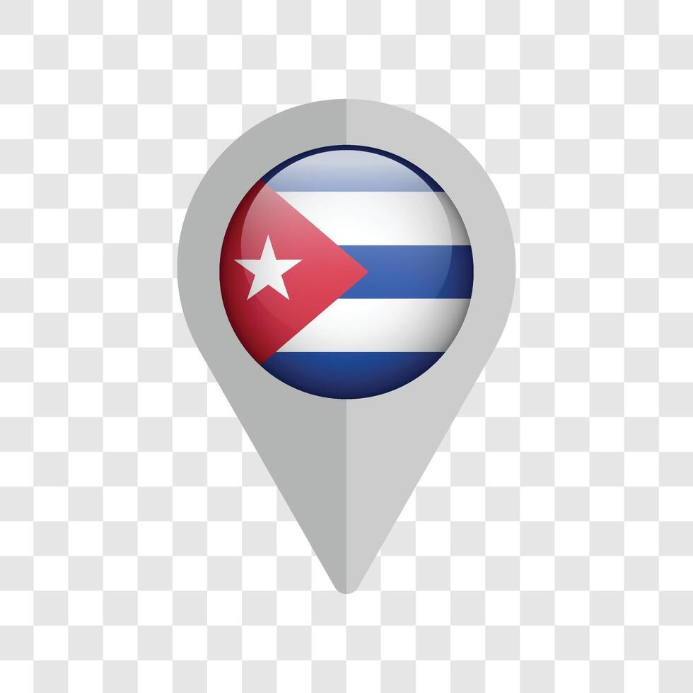 Pin map location flag of Cuba. Illustration. vector