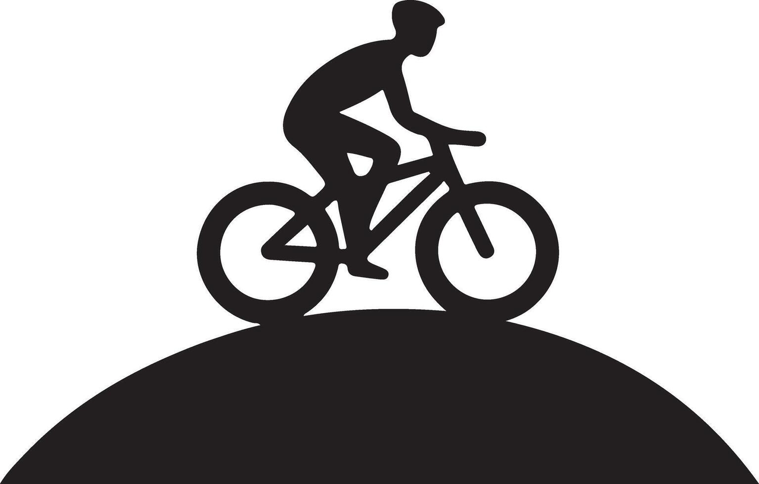 Scenic Art Cyclist Riding Uphill Scene vector