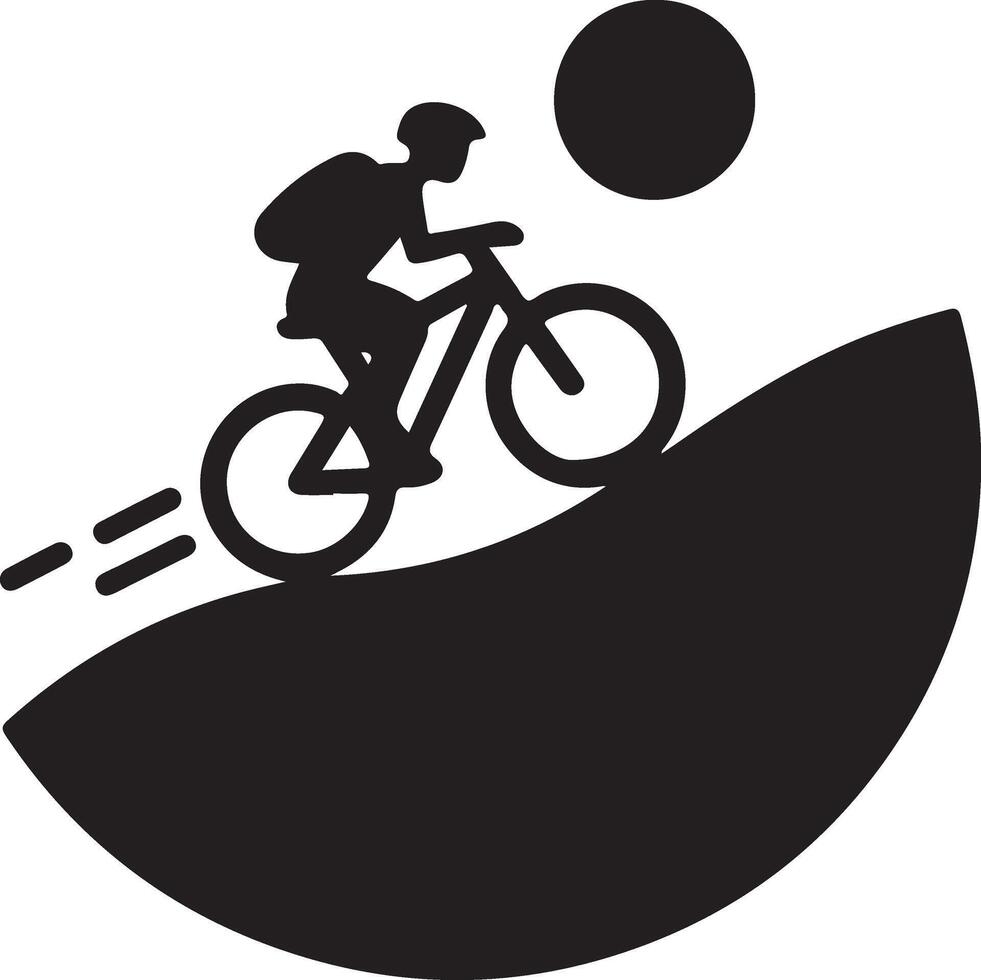 Inspirational Cyclist Uphill Silhouette Image vector