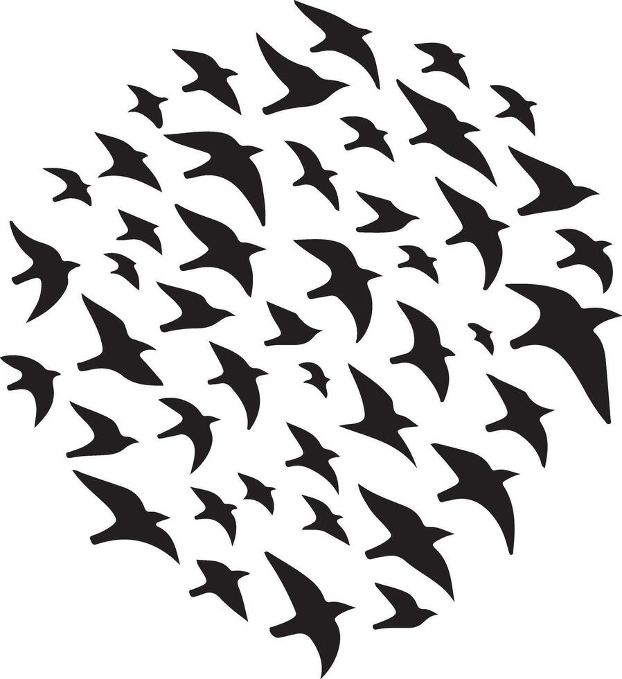 Silhouette of Birds Flying in Formation Design vector