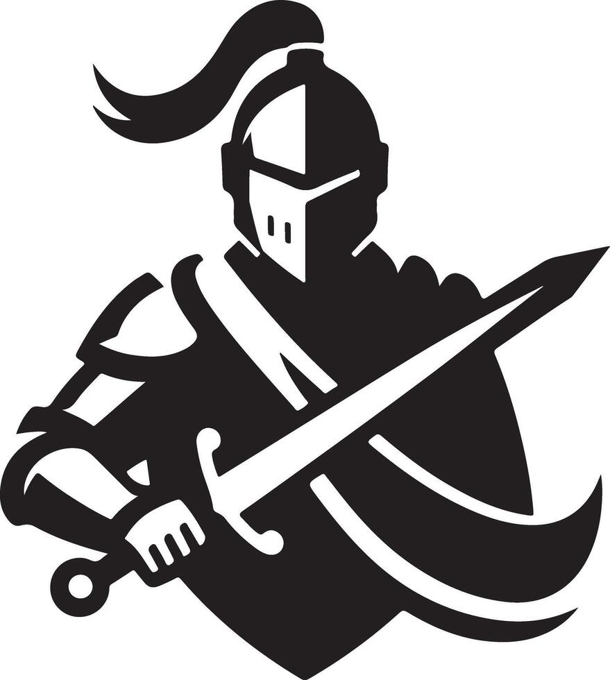 Knight in Armor with Sword Silhouette Image vector