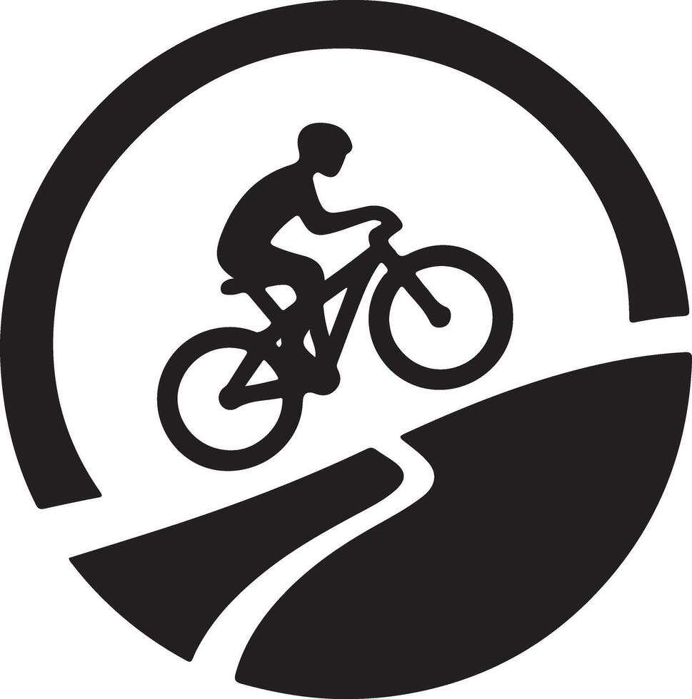 Art of Cyclist Ascending a Hill vector