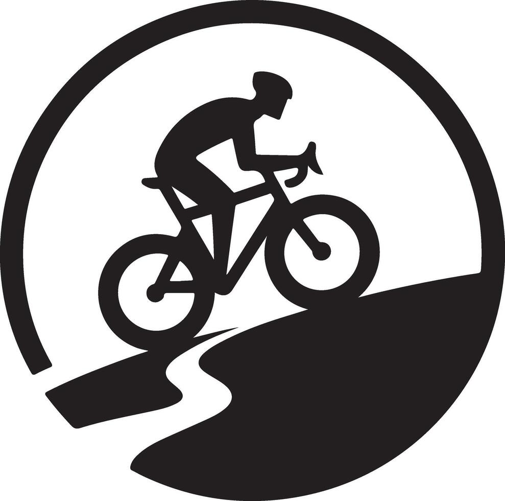 Cyclist Ascending a Hill Artwork vector