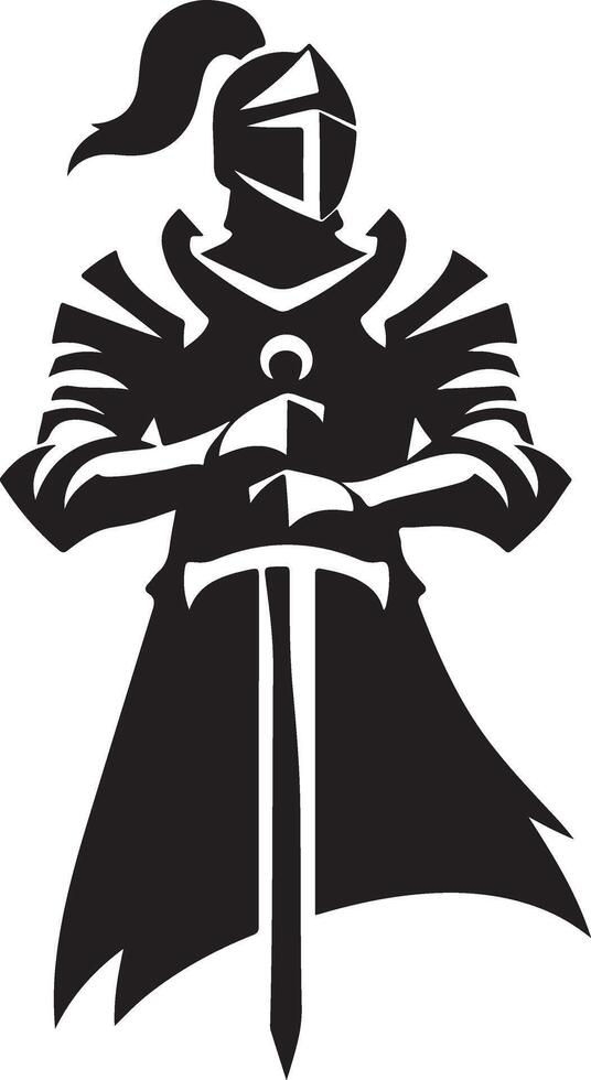 Illustration of Knight in Full Armor and Sword vector