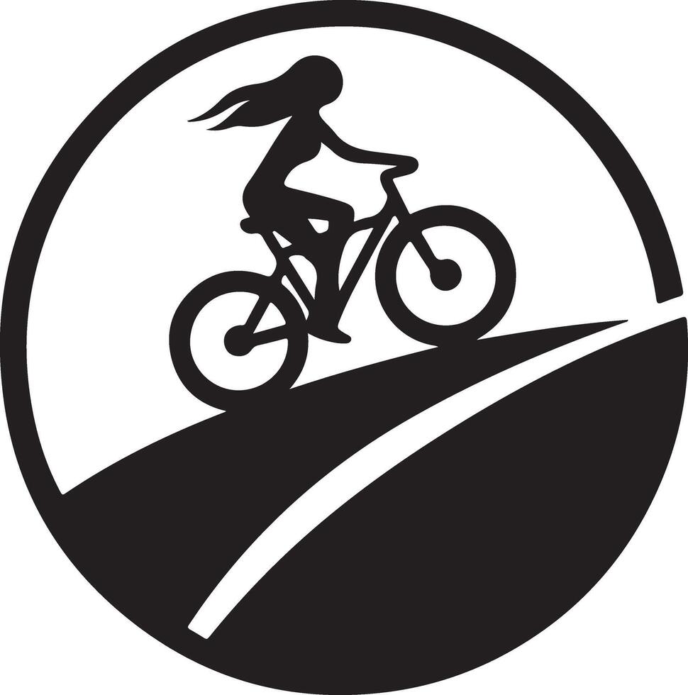 Dynamic Cyclist Riding Uphill Silhouette Graphic vector