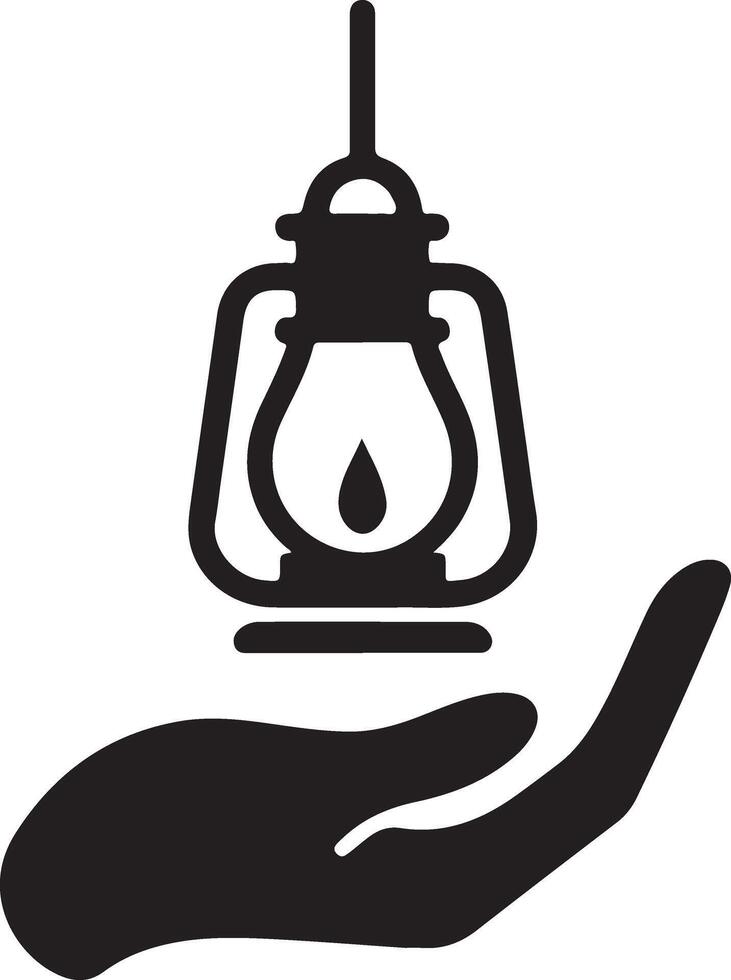 Hand With Lantern Silhouette Inspirational Illustration vector