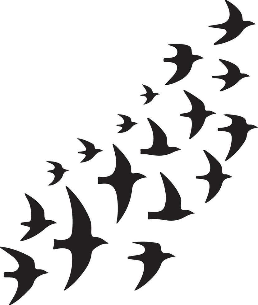 Artistic Silhouette of Flock of Birds in Flight vector