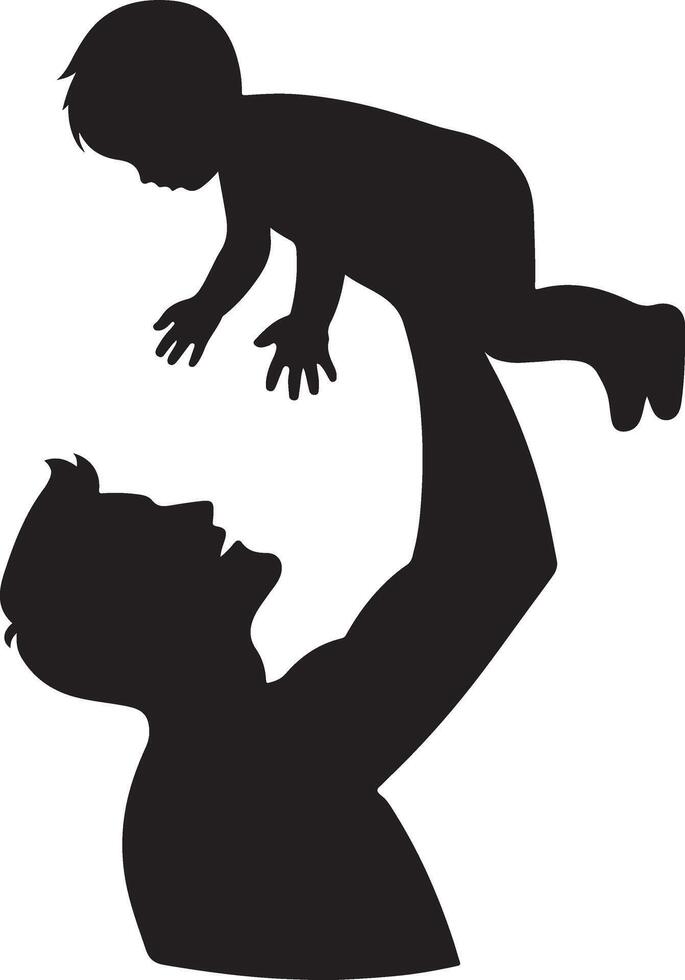 Artistic Silhouette of Child Lifted Up into Air vector