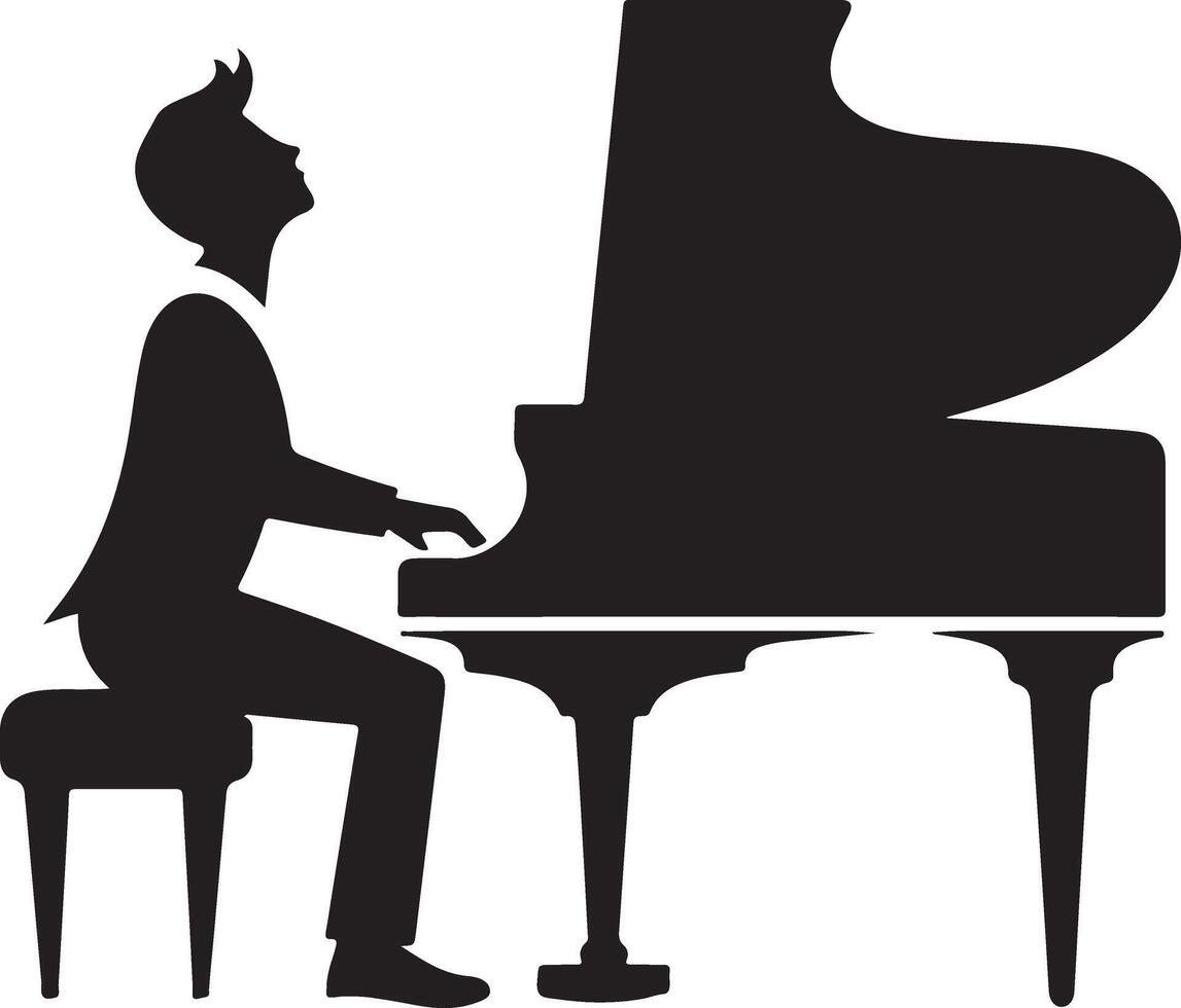 Minimalist Grand Piano Player Silhouette Illustration vector