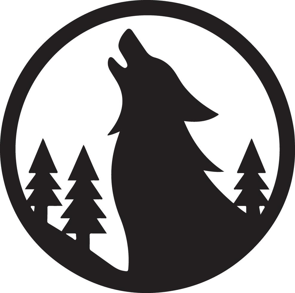 Creative Wolf Howling Top Silhouette for Branding vector