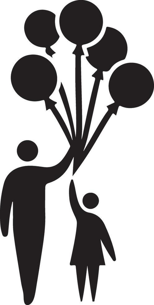 Beautiful Silhouette Artwork of Individual with Balloons vector