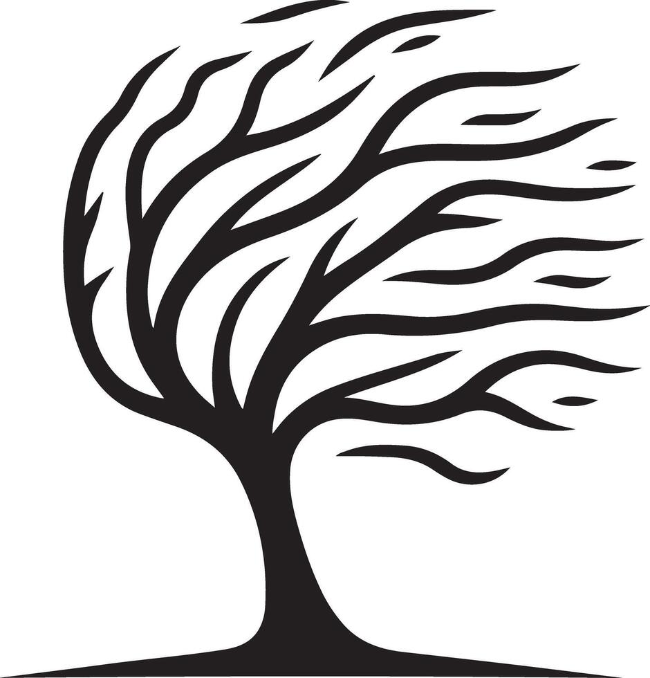 Majestic Tree Silhouette in Gentle Wind Design vector