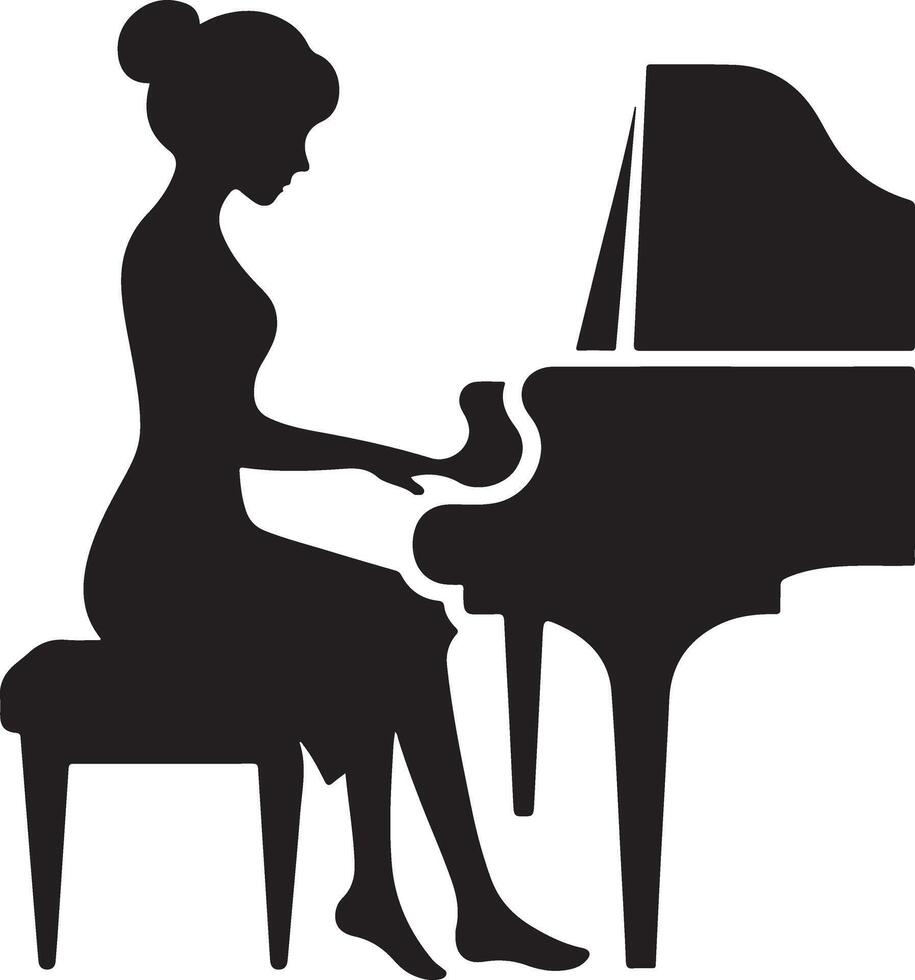 Professional Art of Pianist in Dynamic Pose vector