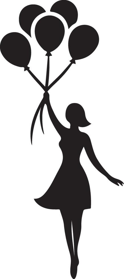 Unique Silhouette Design Featuring Person and Balloons vector