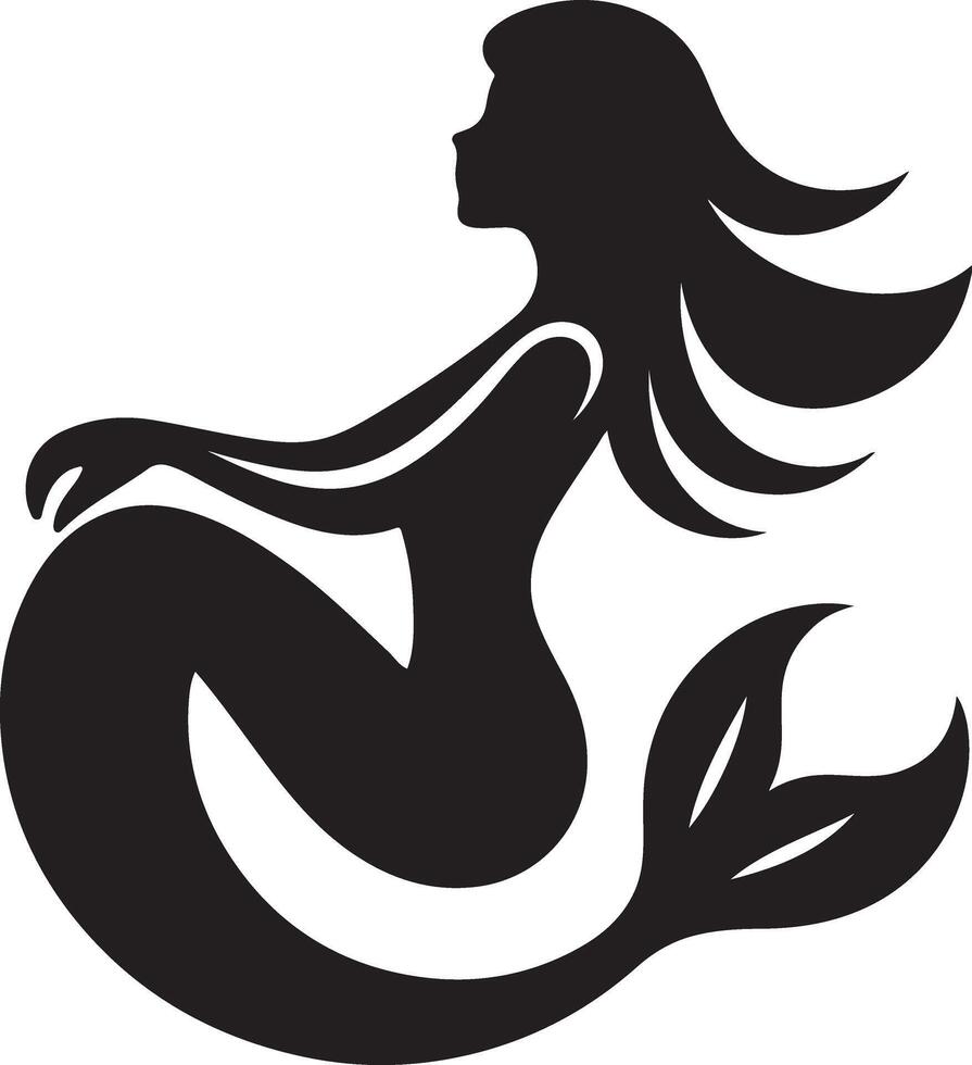 Elegant Mermaid Sitting Silhouette Design vector