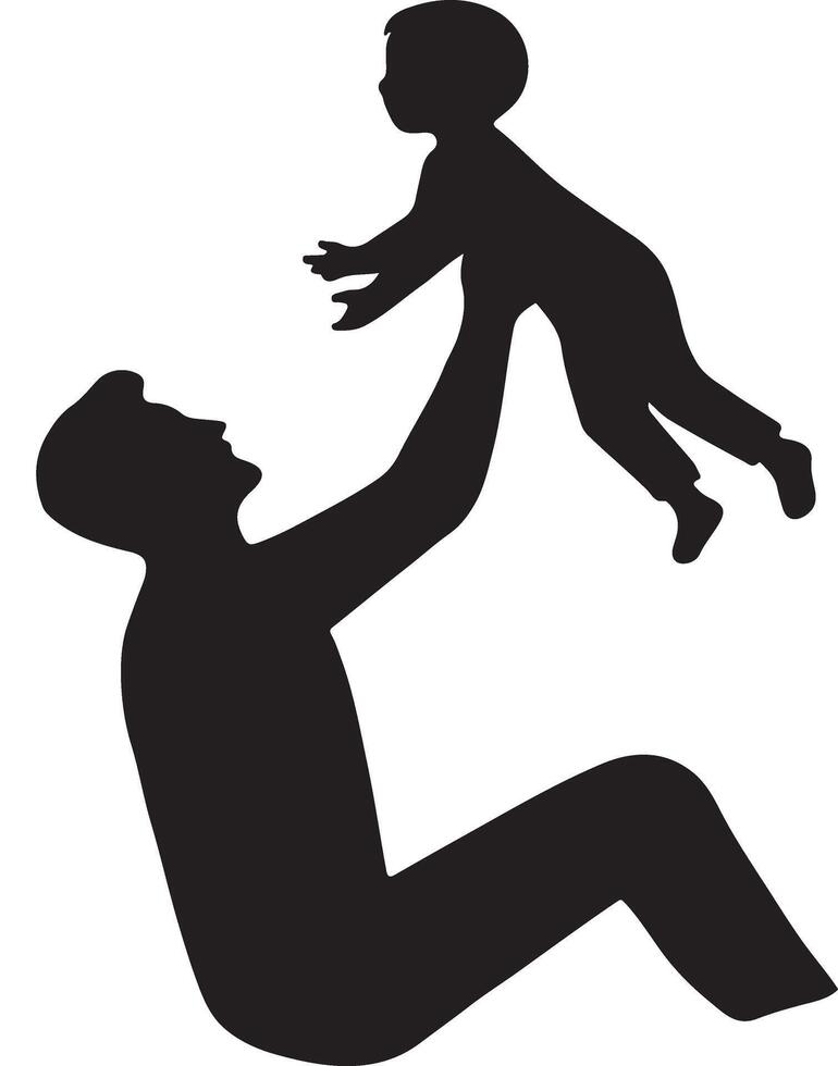 Silhouette Illustration of Lifting Child into Air vector