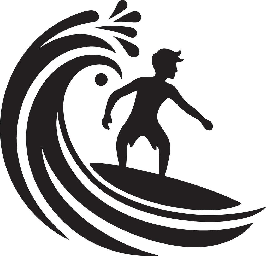 Professional Illustration of Surfer on Wave vector