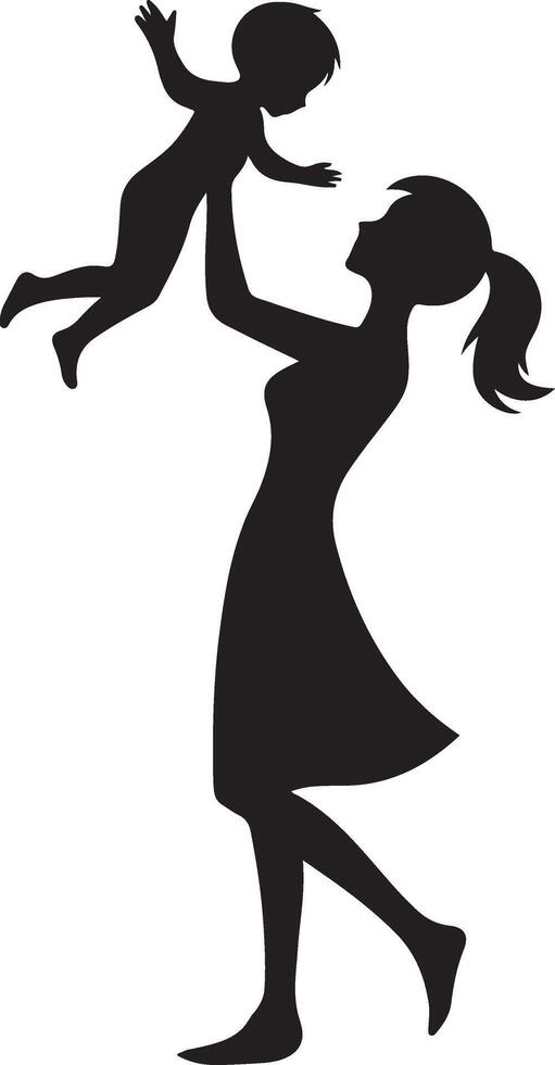Creative Silhouette Design of Lifting Child in Motion vector