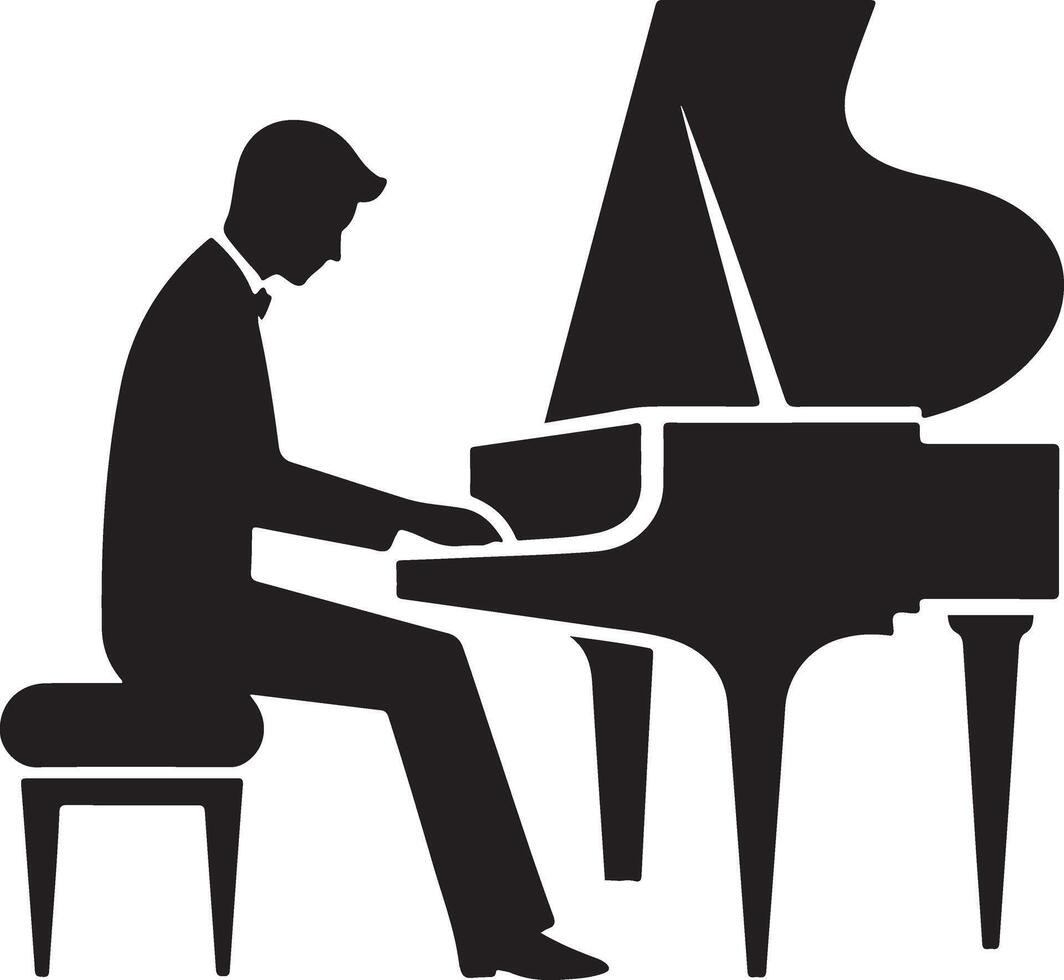 Captivating Grand Piano Player Silhouette Image Format vector