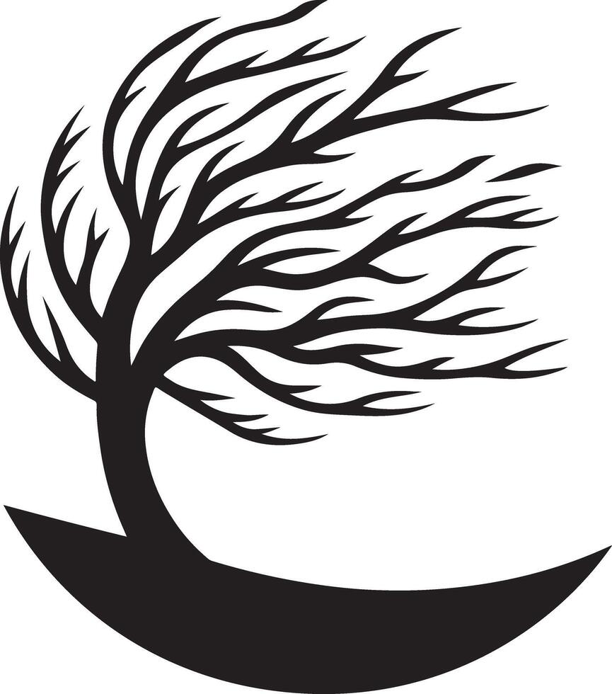 Nature Inspired Illustration of Windy Tree Silhouette vector