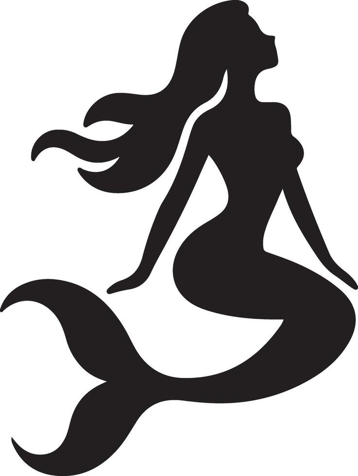 Stunning Mermaid Sitting Silhouette Artwork for Designs vector