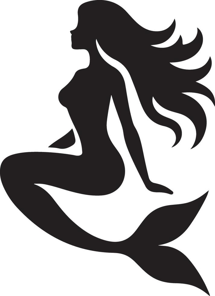 Captivating Mermaid Sitting Silhouette Graphic Resources vector