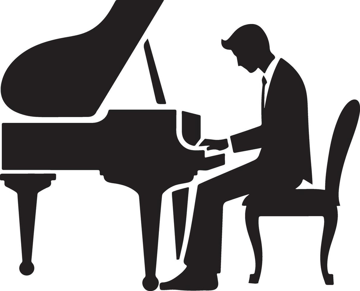 Grand Piano Performance Silhouette for Graphic Use vector