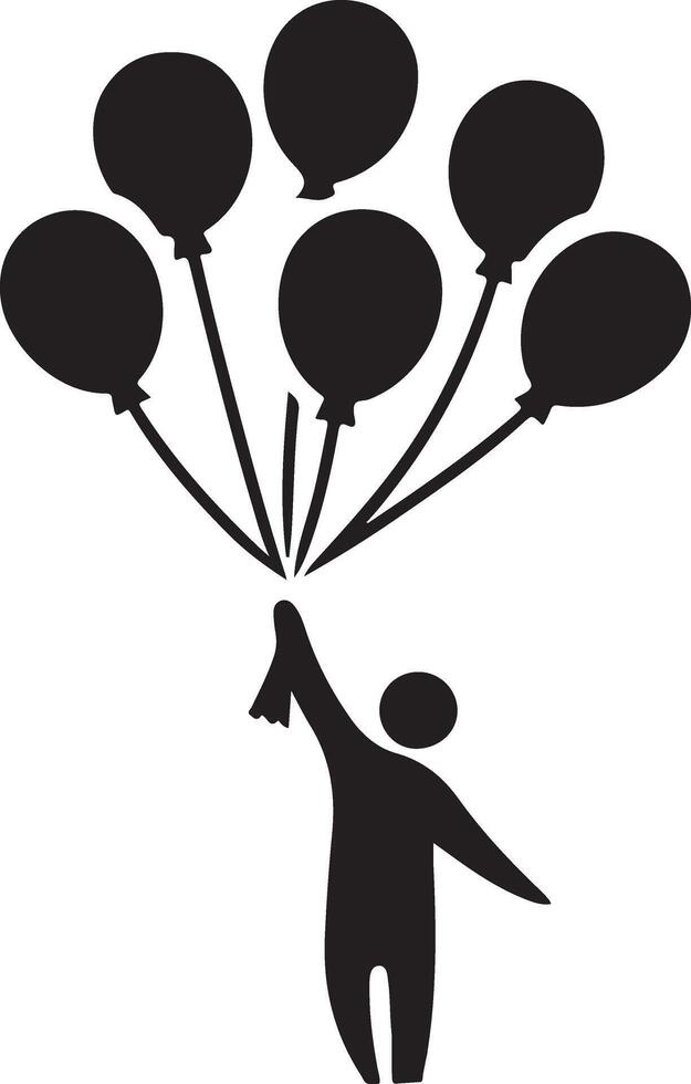 Stylish Illustration of Balloons and Person vector