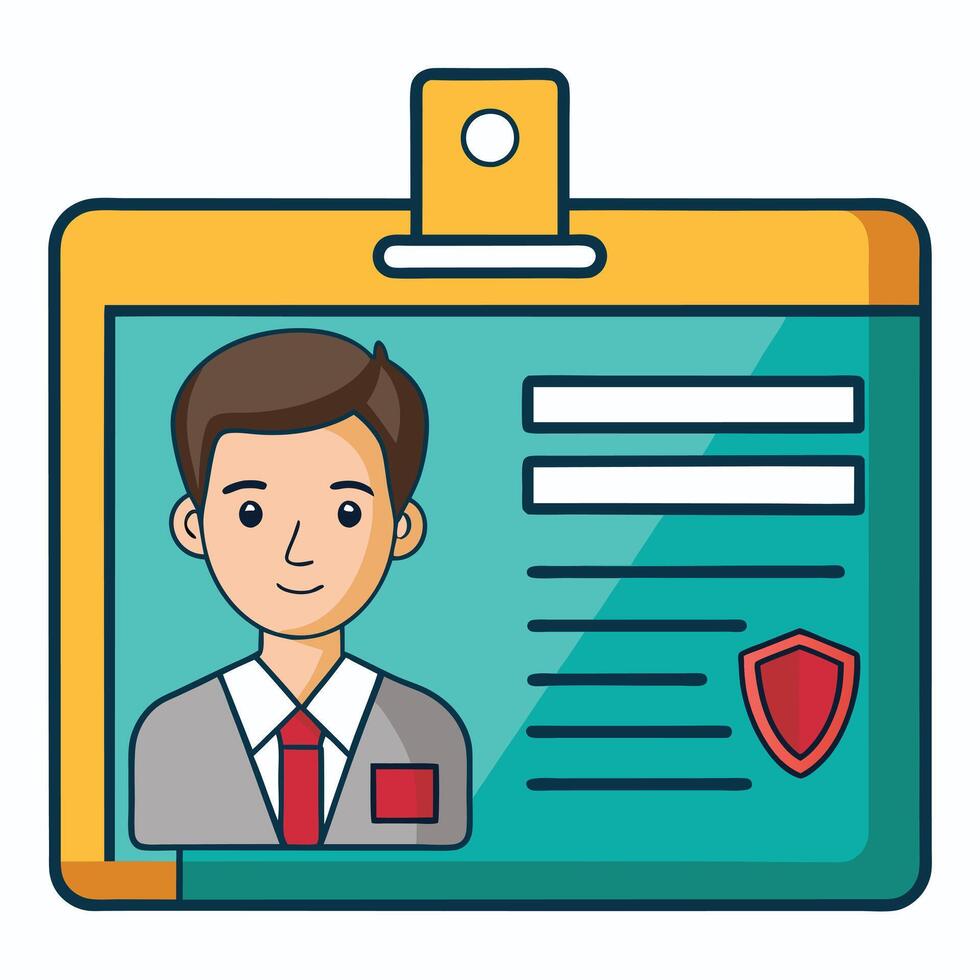 employee ID cards with male avatars, featuring clean and modern designs, business attire, and personal identification details for professional use. vector
