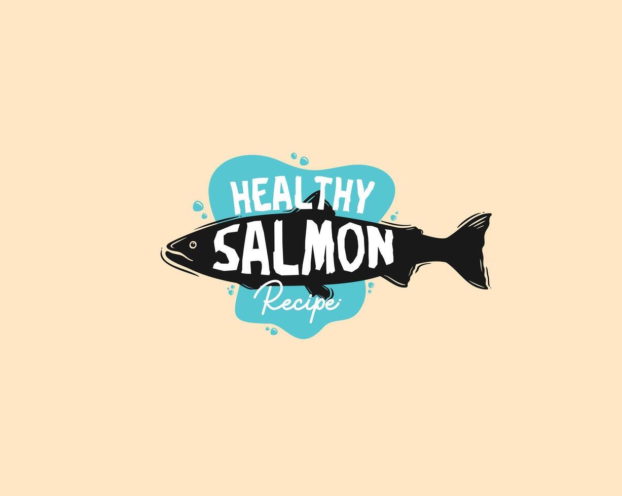 Healthy Salmon Recipe Typography Design vector
