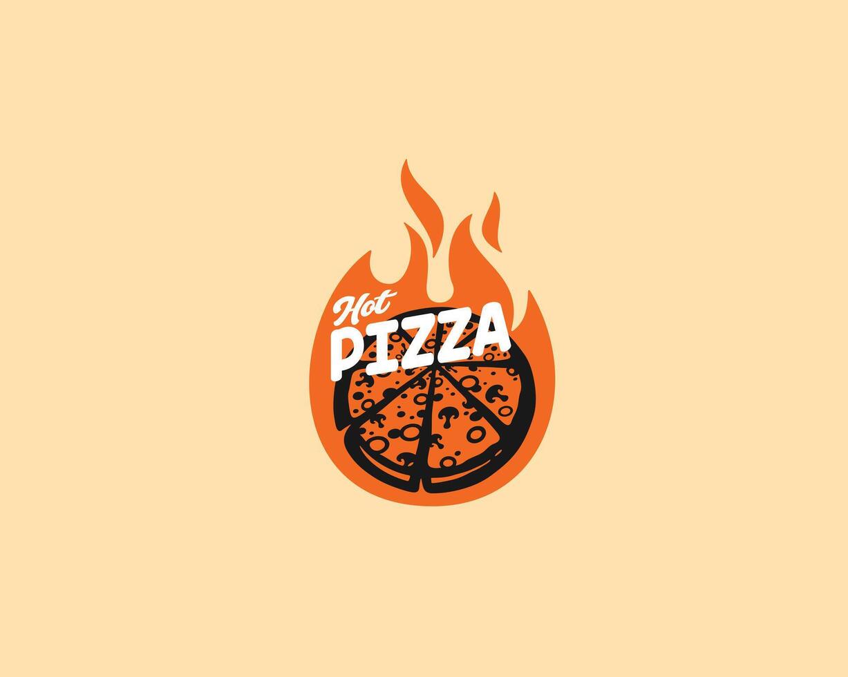 Hot Pizza, Food Typography design vector