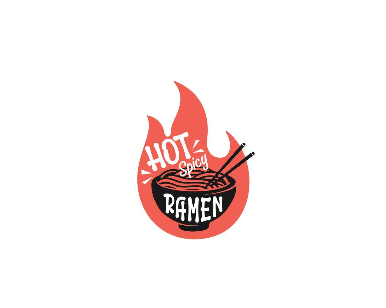 Hot Spicy Ramen typography Design vector