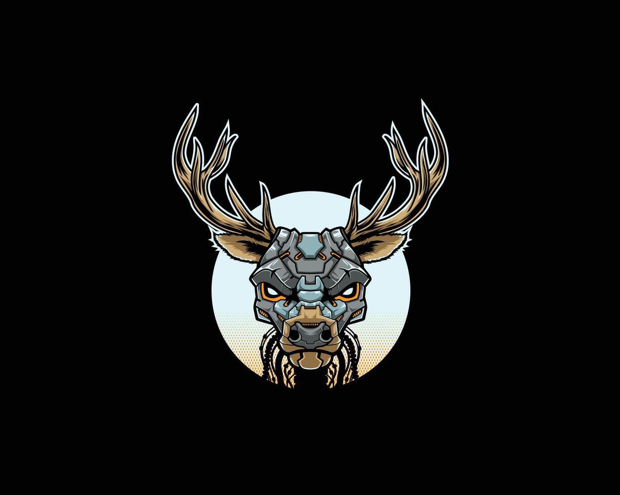 Deer Head Robot Illustration Mascot vector