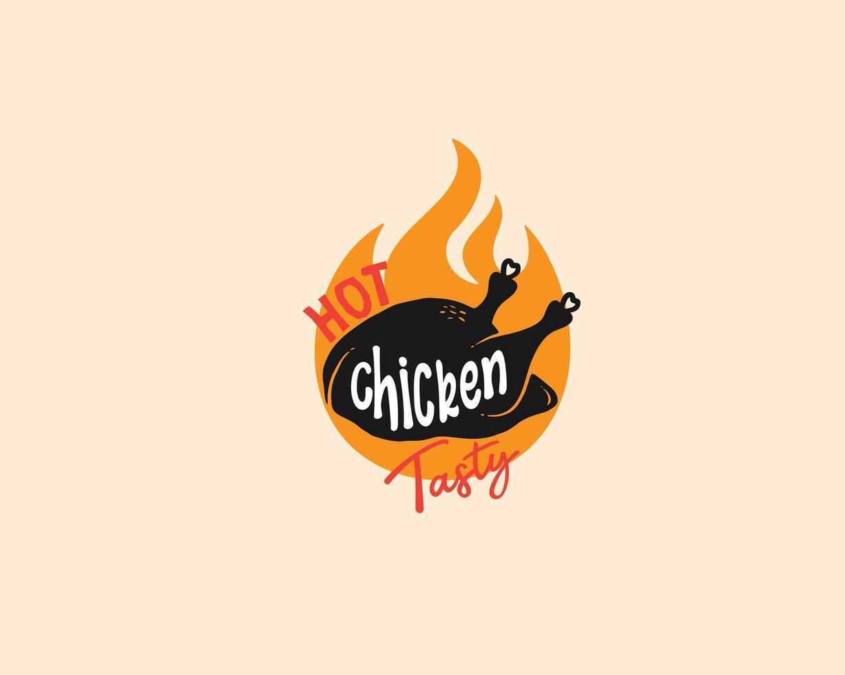 Hot Chicken Tasty Typography Design vector