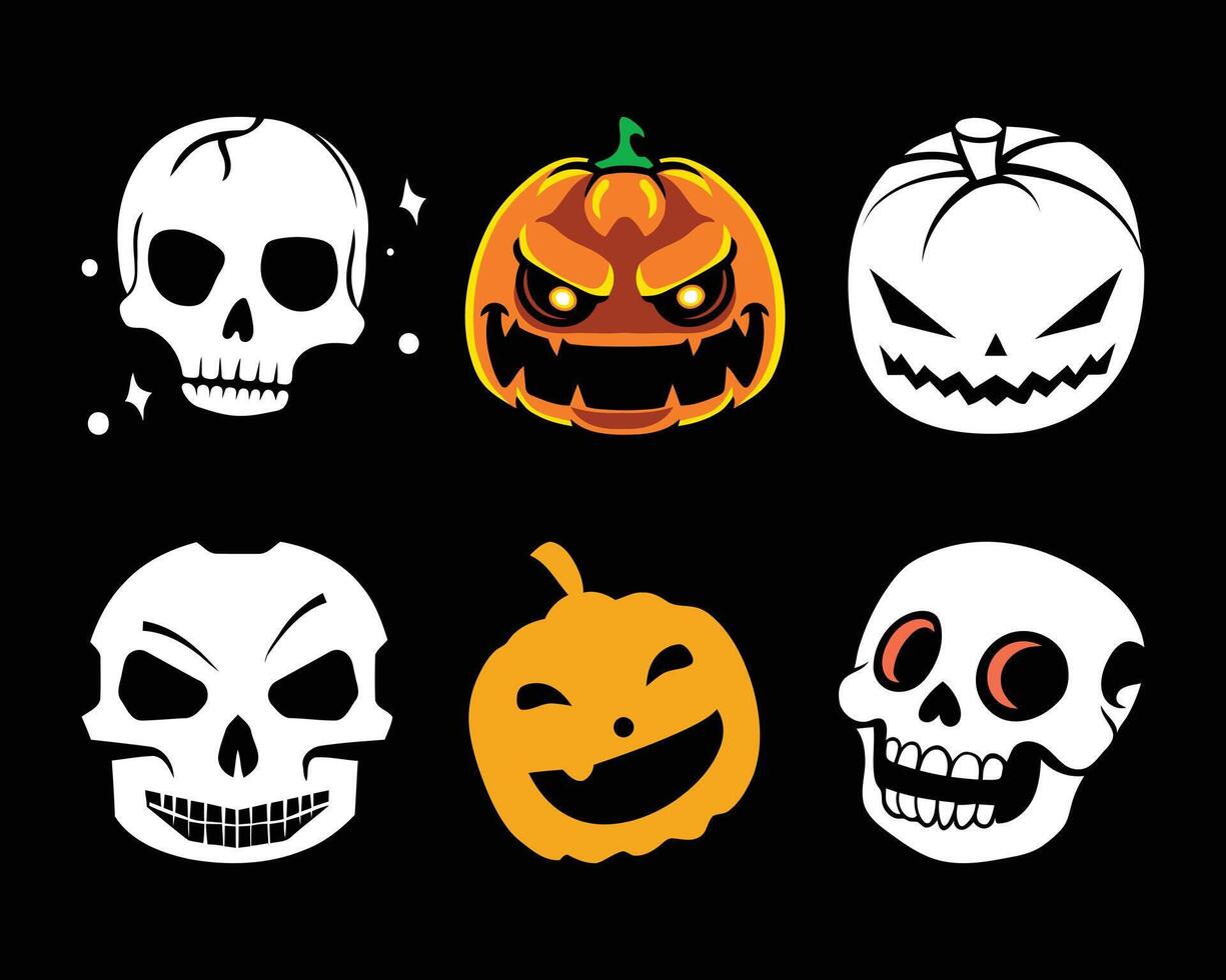 horror scary creepy halloween logo skull flyer vector