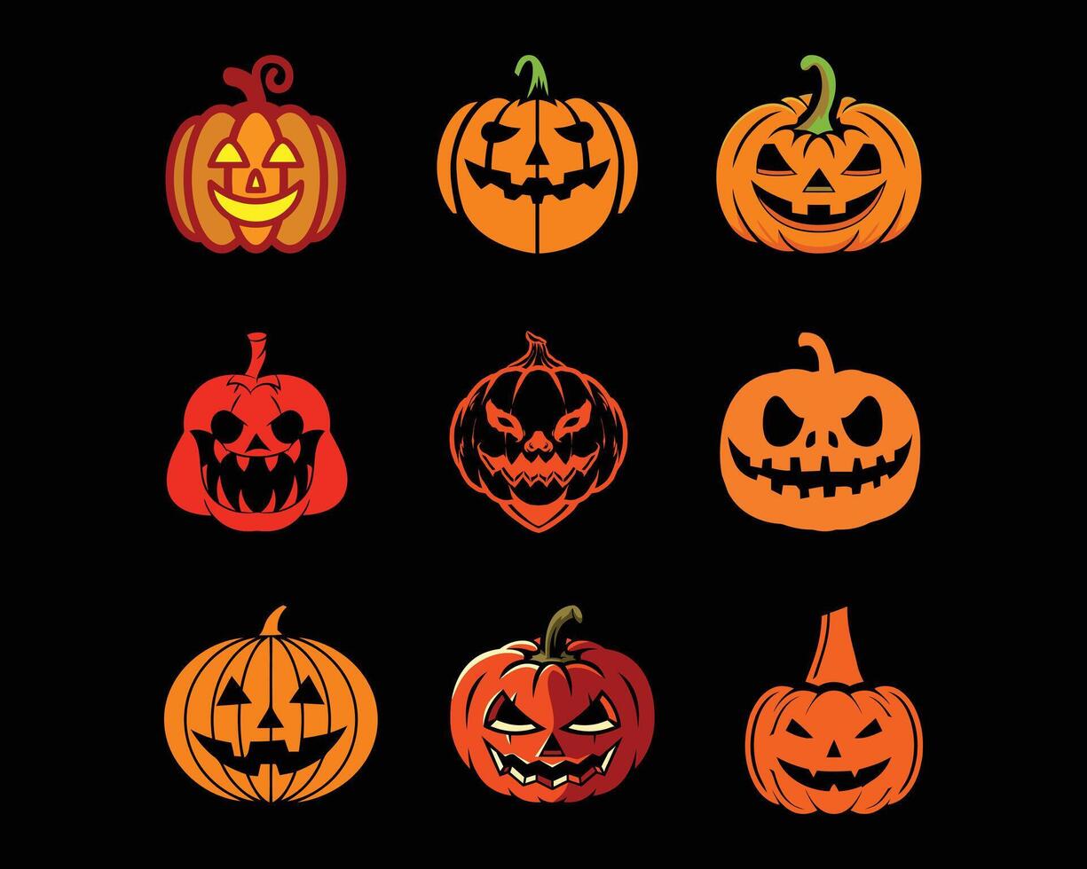 halloween pumpkin logo tattoos ilustration vector