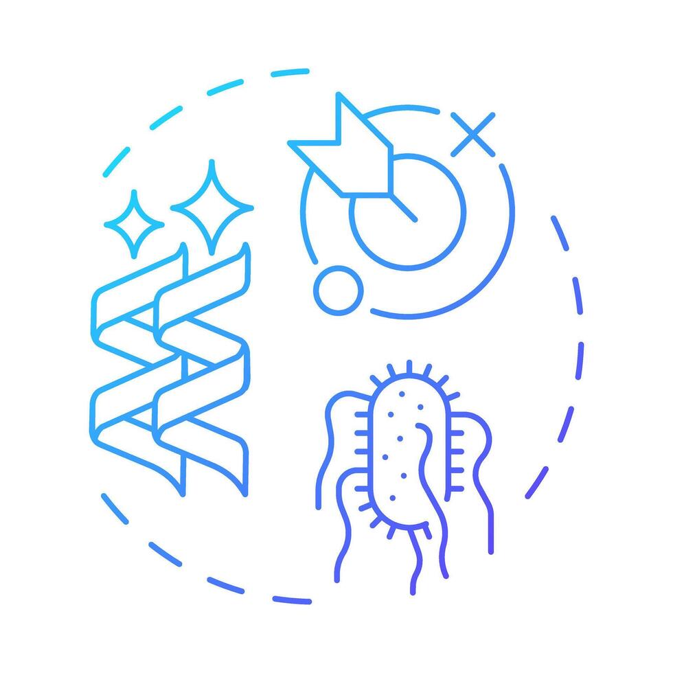 Phage display blue gradient concept icon. Molecular biology technique. Antibody production process. Round shape line illustration. Abstract idea. Graphic design. Easy to use in article vector