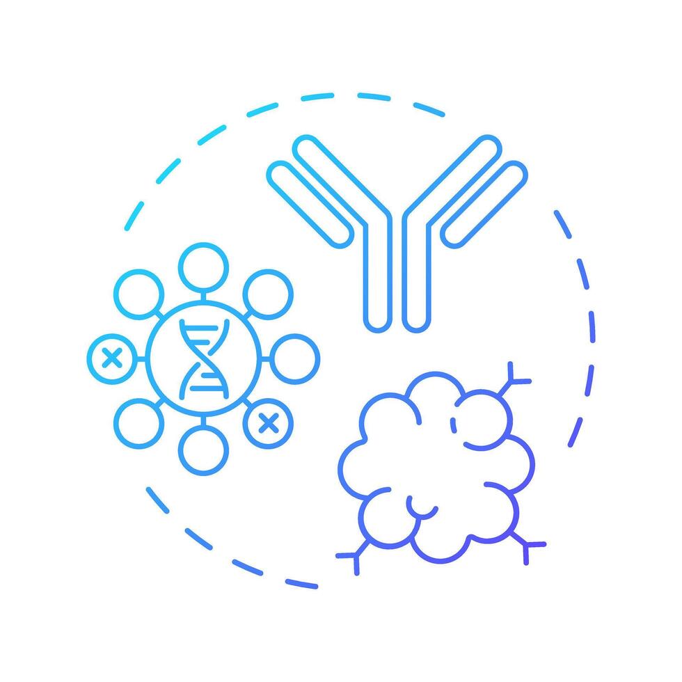 Monoclonal antibodies blue gradient concept icon. Immunotherapy type. Cancer treatment. Antibodies. Round shape line illustration. Abstract idea. Graphic design. Easy to use in article vector