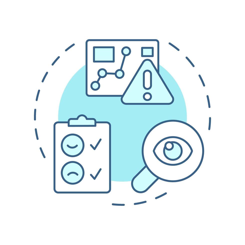 Detect side effects soft blue concept icon. Reverse engineering application. Problem identification. Round shape line illustration. Abstract idea. Graphic design. Easy to use in article vector