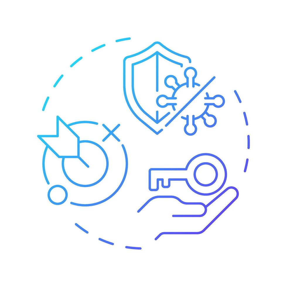 Checkpoint inhibitors blue gradient concept icon. Immunotherapy type. Cancer treatment. Immune system. Round shape line illustration. Abstract idea. Graphic design. Easy to use in article vector