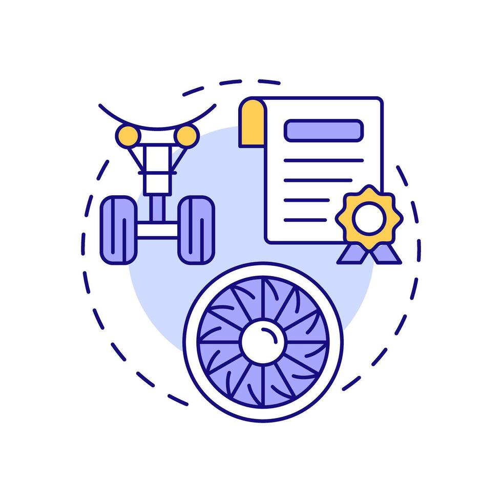 Aircraft parts supply multi color concept icon. Regulatory compliance, certification. Round shape line illustration. Abstract idea. Graphic design. Easy to use in infographic, presentation vector