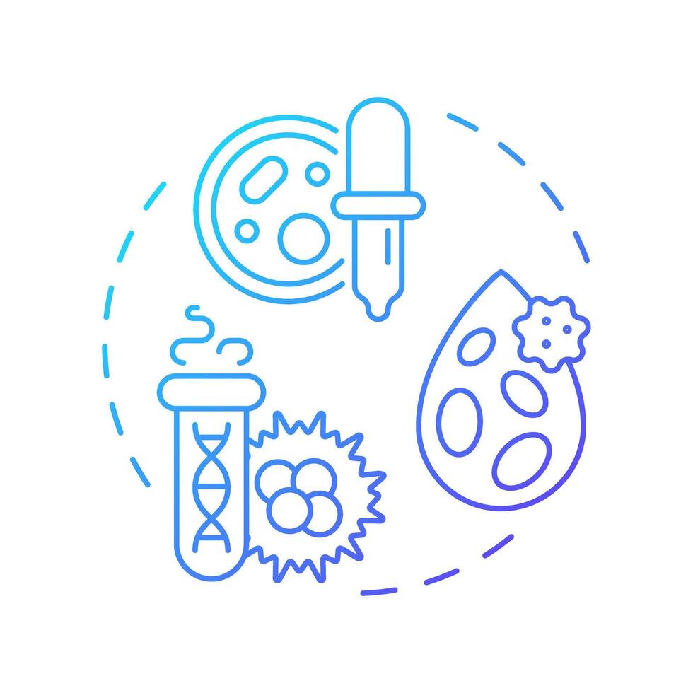 Adoptive cell therapy blue gradient concept icon. Immunotherapy type. Cancer treatment. Lab equipment. Round shape line illustration. Abstract idea. Graphic design. Easy to use in article vector