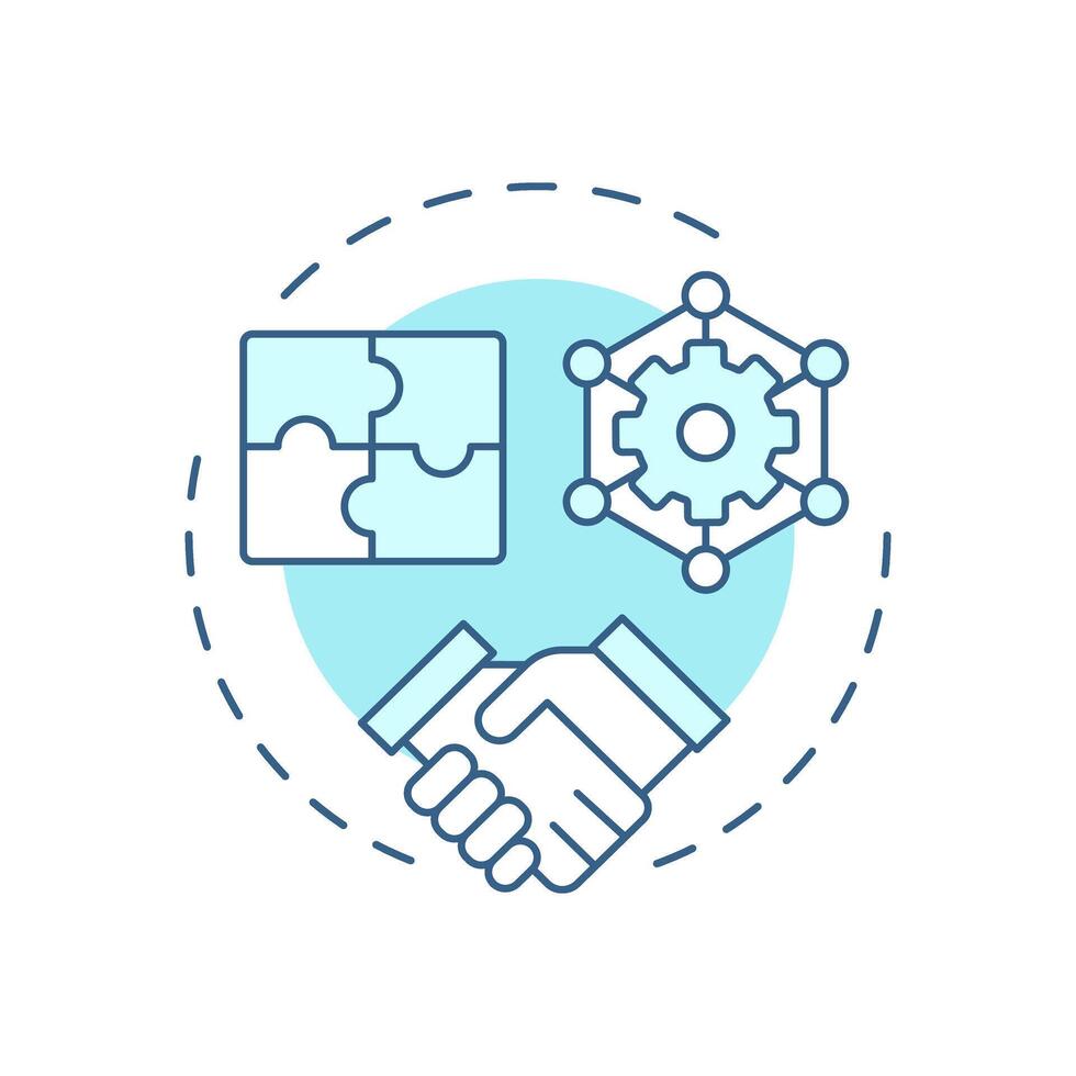 Product compatibility soft blue concept icon. Reverse engineering usage. System interoperability. Round shape line illustration. Abstract idea. Graphic design. Easy to use in article vector