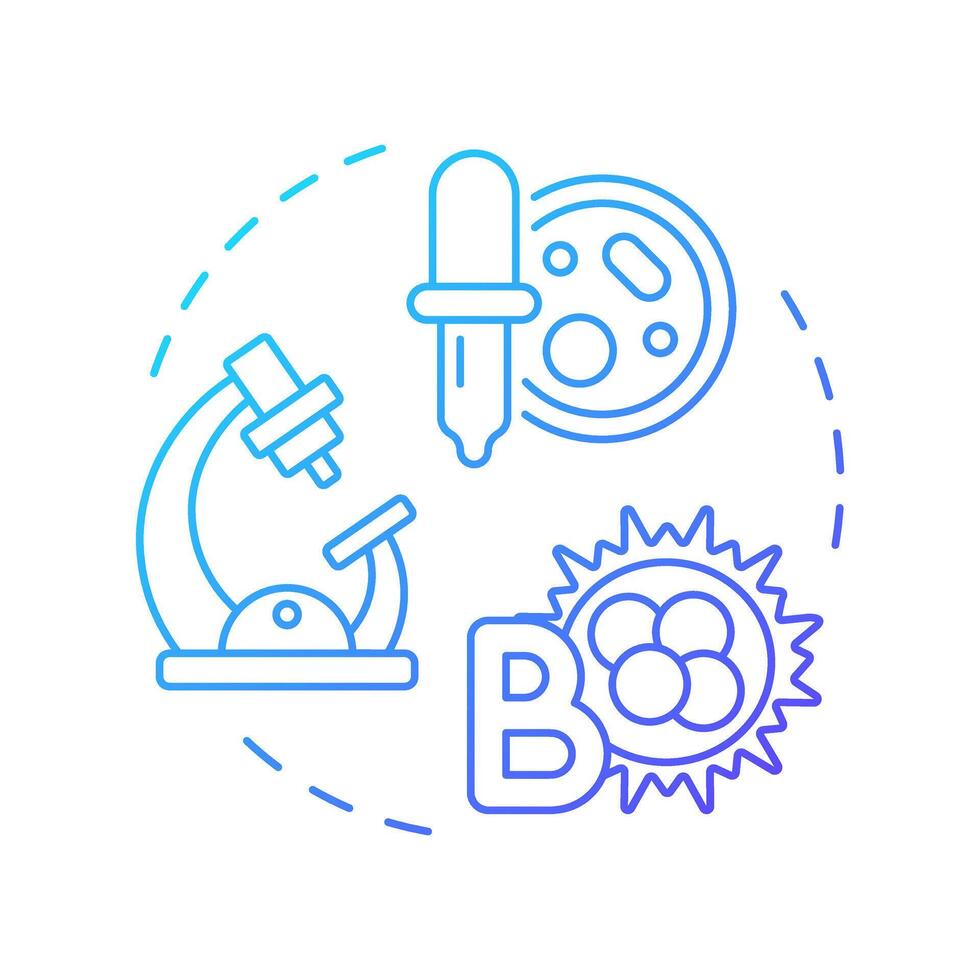 B-cell harvesting blue gradient concept icon. Antibody production. Hybridoma technology. B-lymphocytes. Round shape line illustration. Abstract idea. Graphic design. Easy to use in article vector