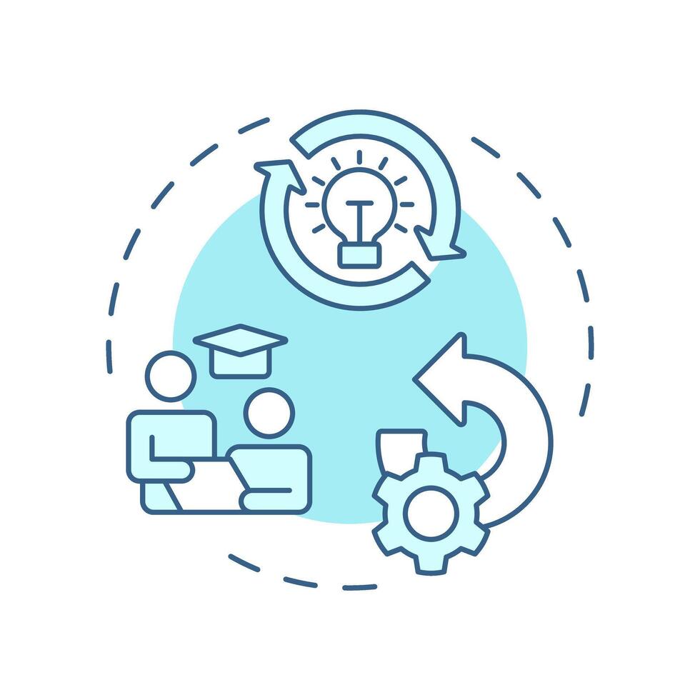 Learning and understanding soft blue concept icon. Re-engineering applications. Skill development. Round shape line illustration. Abstract idea. Graphic design. Easy to use in article vector