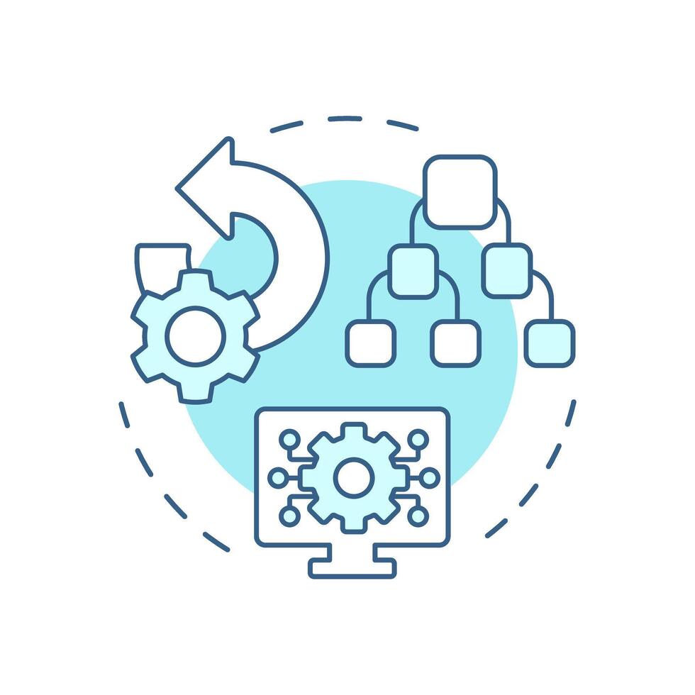 Reverse engineering soft blue concept icon. System deconstruction and technical analysis. Reverse process. Round shape line illustration. Abstract idea. Graphic design. Easy to use in article vector