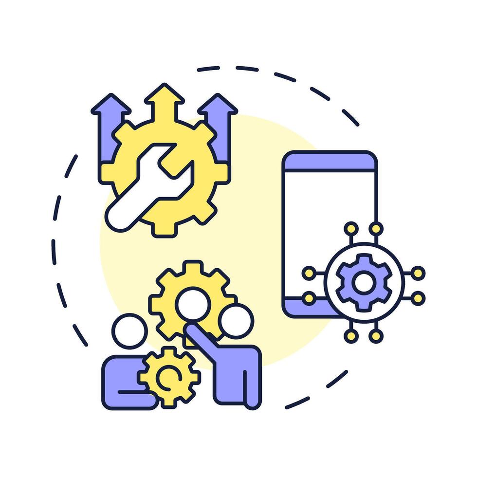MAM multi color concept icon. Mobile application management. Teamwork software, organization. Round shape line illustration. Abstract idea. Graphic design. Easy to use in infographic, presentation vector