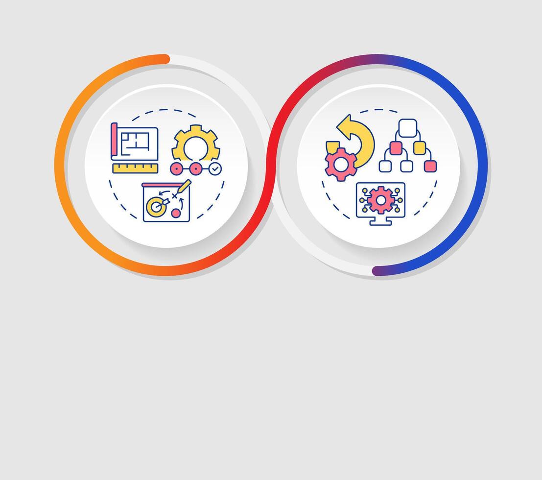 Forward vs reverse engineering infographics circles sequence ...
