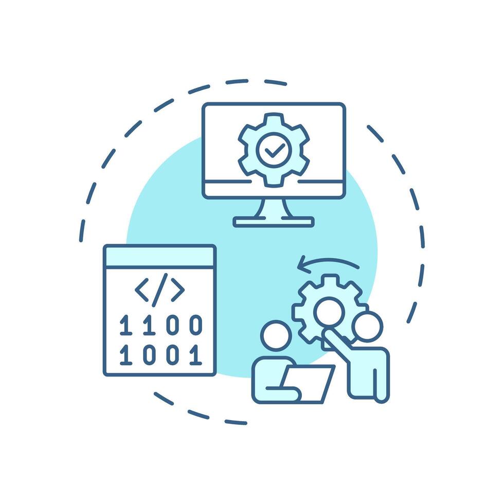 Software reverse engineering soft blue concept icon. Code analysis. System restructuring, improvement. Round shape line illustration. Abstract idea. Graphic design. Easy to use in article vector