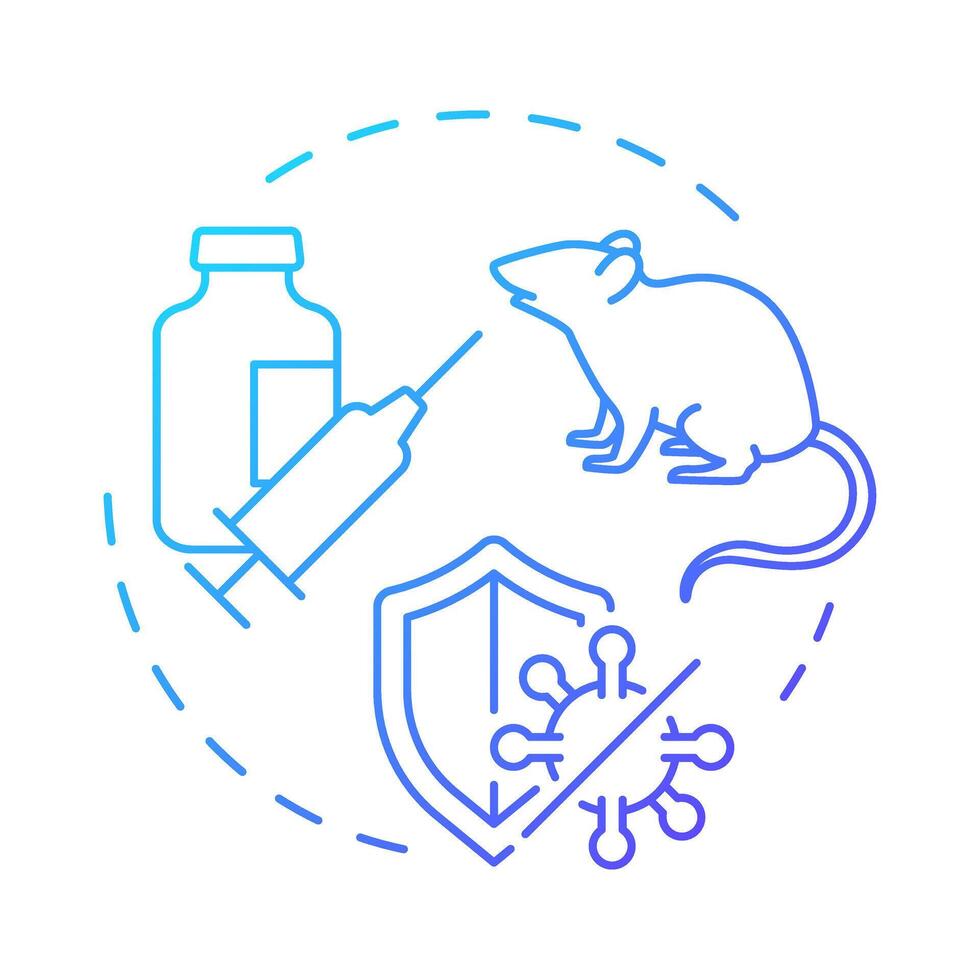 Immunization blue gradient concept icon. Hybridoma technology. Antibody production. Laboratory mouse. Round shape line illustration. Abstract idea. Graphic design. Easy to use in article vector